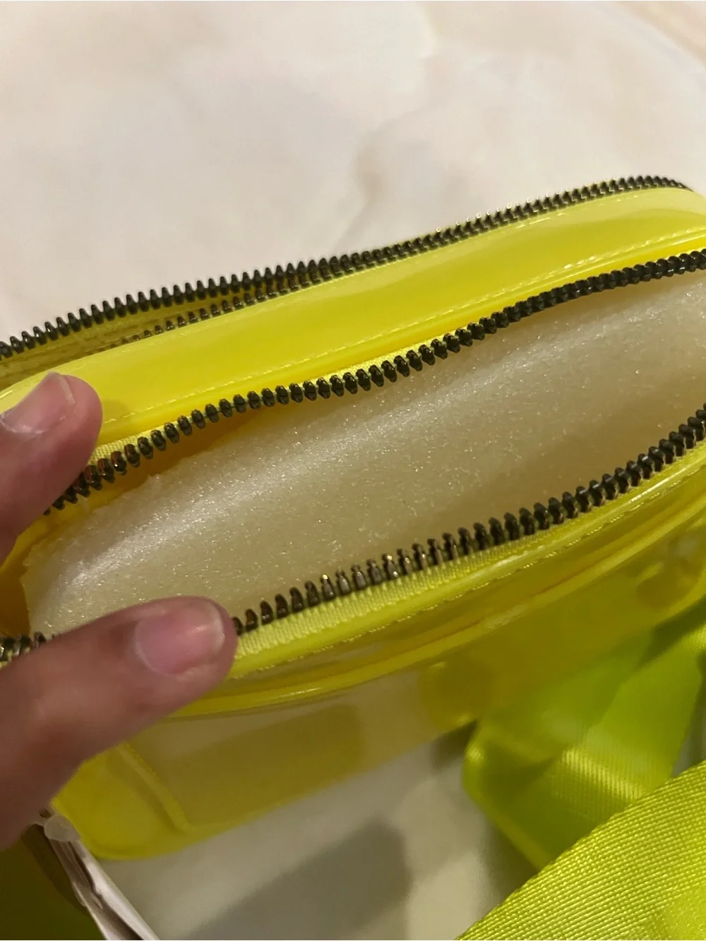 Caleesa Neon Yellow Patent Vegan Crossbody Bag - Picture 7 of 9